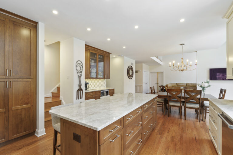 Haverford kitchen view into dining area and great room
