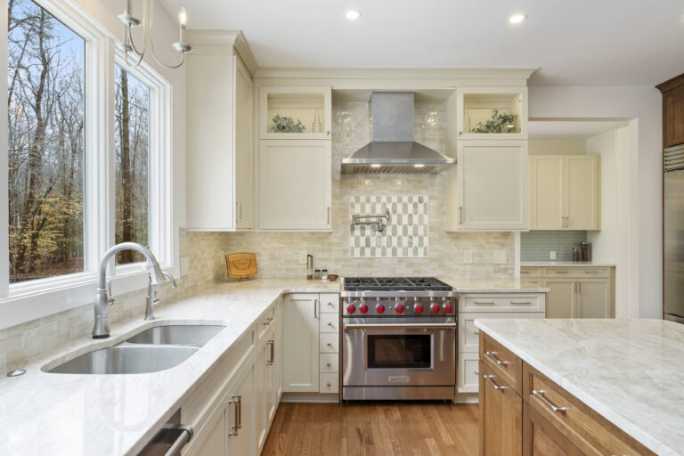 Haverford kitchen view of sink, range and cabinetry